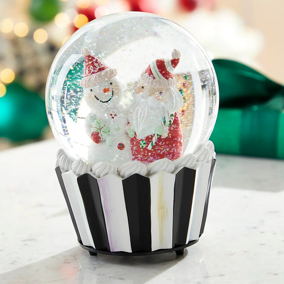 MACKENZIE-CHILDS Holiday Sweets Christmas Snow Globe Santa New - Picture 3 of 3